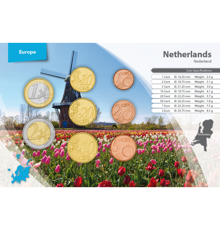Netherlands 1, 2, 5, 10, 20, 50 Cents, 1, 2 Euros 1999-2013 KM 234, 235, 236, 237/268, 238/269, 239/270, 240/271, 241/272