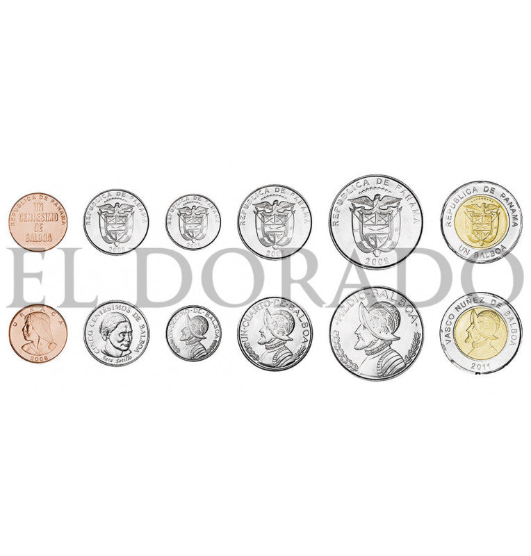 Panamá 1, 5, 10 Centesimos, 1/4, 1/2, 1 Balboa 1996-2018 KM 125, 133, 127, 128, 129, 141