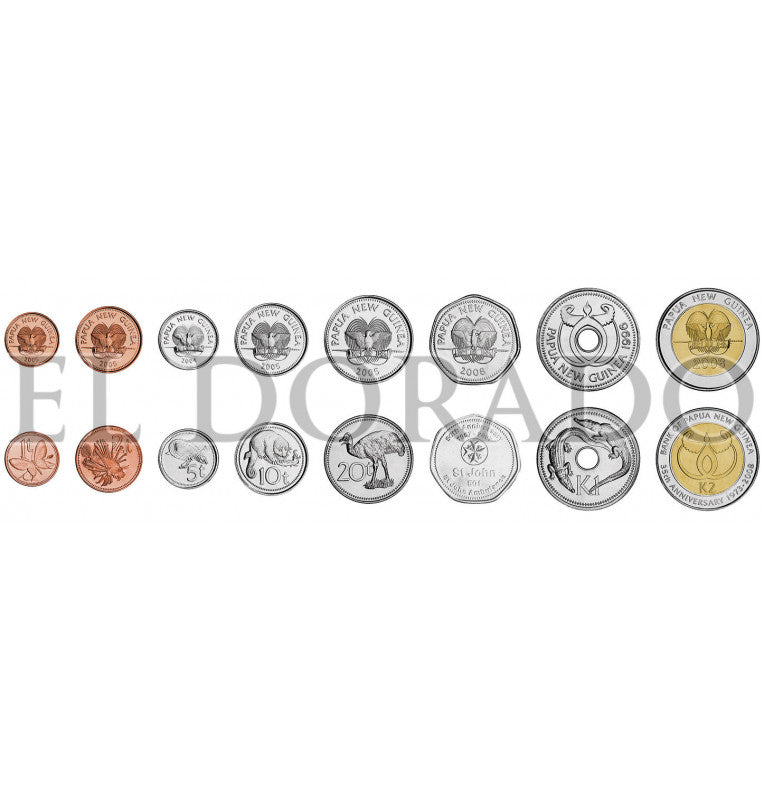 Papua New Guinea 1, 2, 5, 10, 20, 50 Toea, 1, 2 Kina 1995-2009 KM 1, 2, 3, 4, 5, 54, 6, 51
