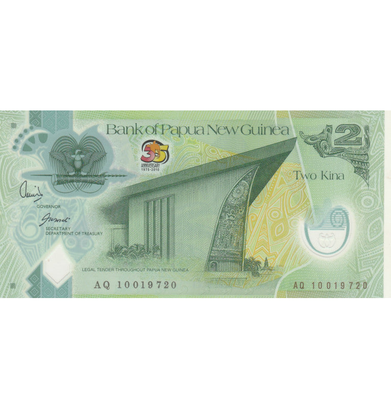 Papúa Nueva Guinea 2 Kina 2010 Pick 38 Polímeros