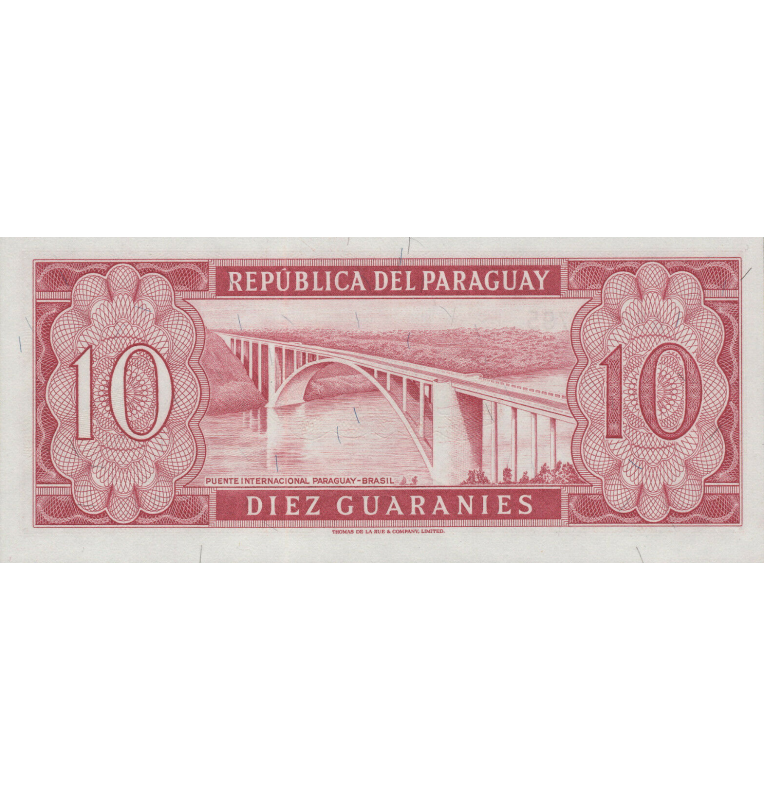 Paraguay 10 Guaraníes 1952 Pick 196b