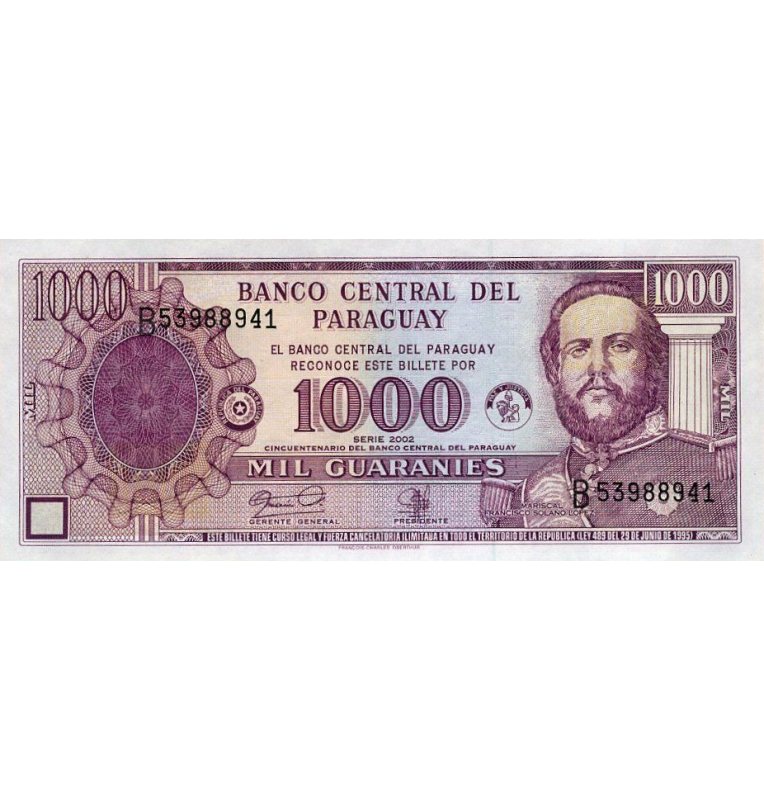 Paraguay 1000 Guaraníes 2002 Pick 221