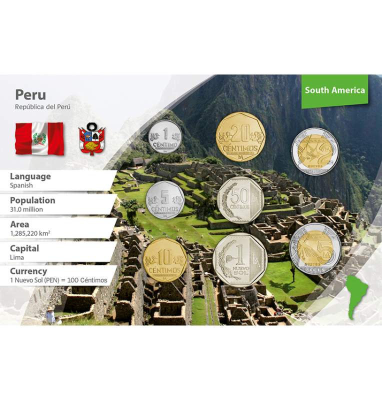 Peru 1, 5, 10, 20, 50 Cents, 1, 2, 5 New Soles 2001-2017 KM 303.4a, 304.4a, 305.4, 306.4, 307.4, 366, new, new