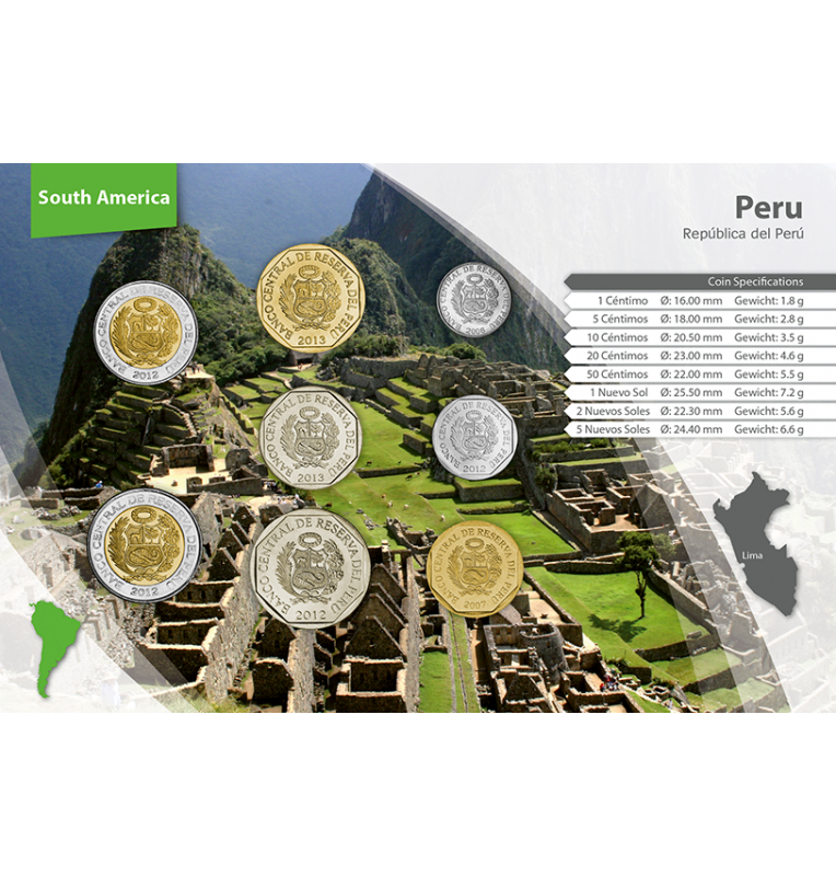 Peru 1, 5, 10, 20, 50 Cents, 1, 2, 5 New Soles 2001-2017 KM 303.4a, 304.4a, 305.4, 306.4, 307.4, 366, new, new