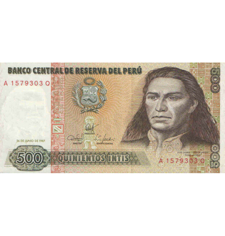 Perú 500 Intis 1987 Pick 134b (NO UNC)