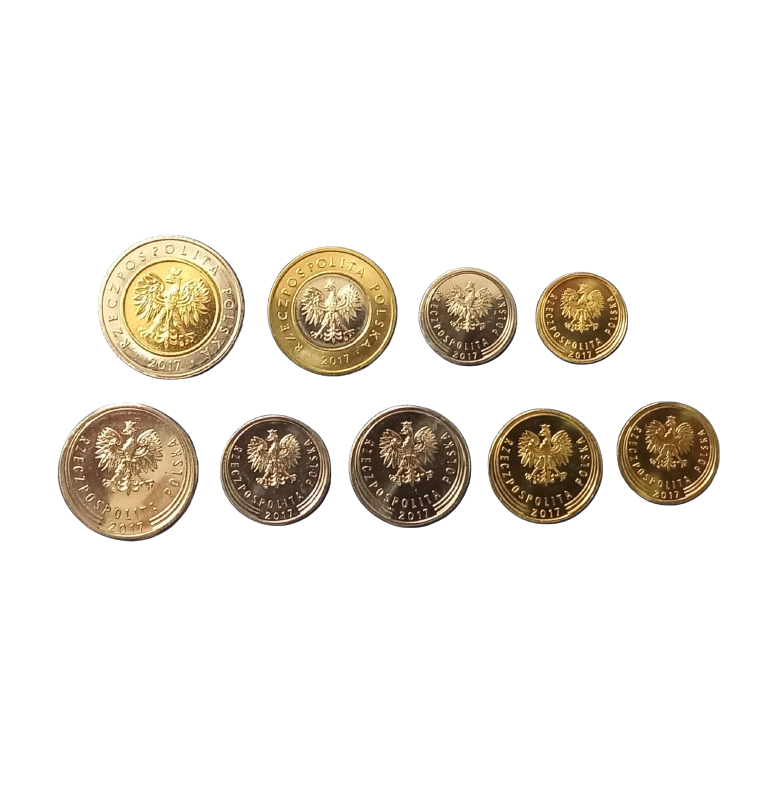 Poland set of 9 coins 1,2,5,10,20,50 Groszy 1,2,5 Zlotych 1994-2017