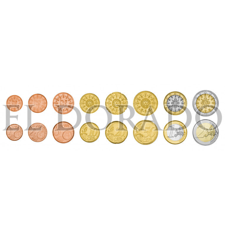 Portugal 1, 2, 5, 10, 20, 50 Centavos, 1, 2 Euros 2002-2015 KM 740, 741, 742, 743, 744, 745, 746, 747