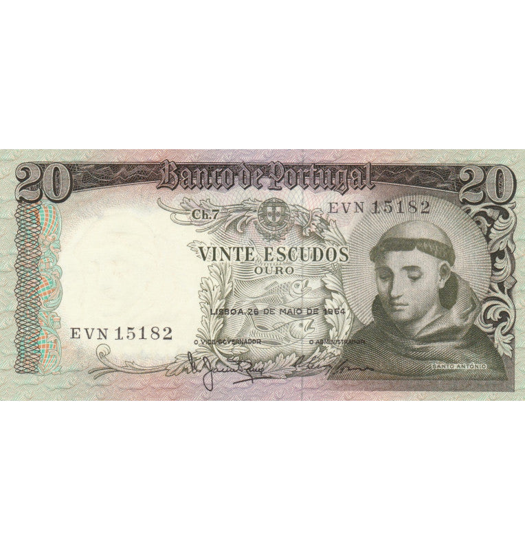 Portugal 20 Escudos 1964 Pick 167b NO UNC