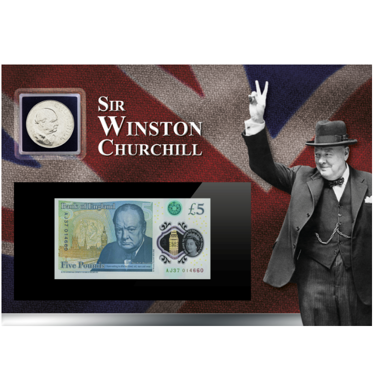 United Kingdom Churchill Collection Panel (1 banknote, 1 coin)
