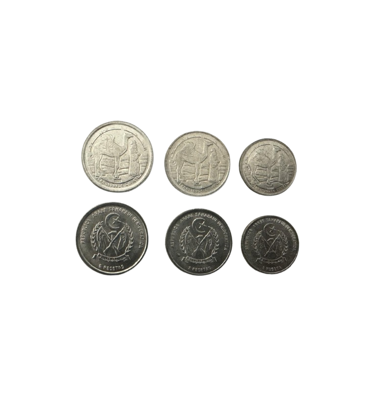 Sahrawi Arab Republic set of 3 coins 1, 2, and 5 Pesetas 1992