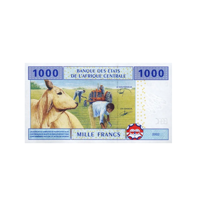 Republic of Chad 1,000 Francs 2002 Pick 607Ce
