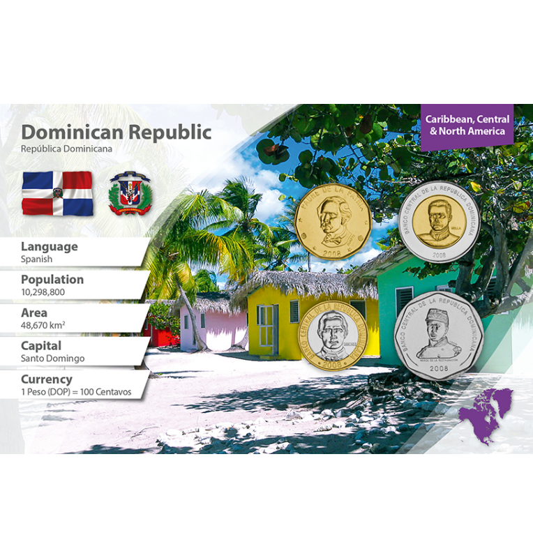 Dominican Republic 1, 5, 10, 25 Pesos 1992-2016 KM 80, 89, 106, 107