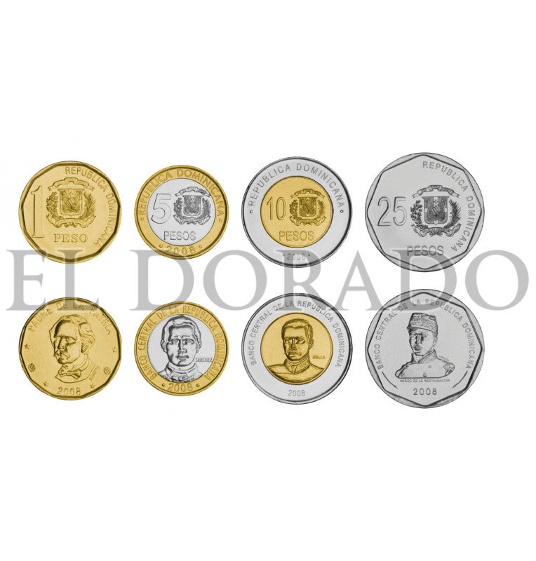 Dominican Republic 1, 5, 10, 25 Pesos 1992-2016 KM 80, 89, 106, 107