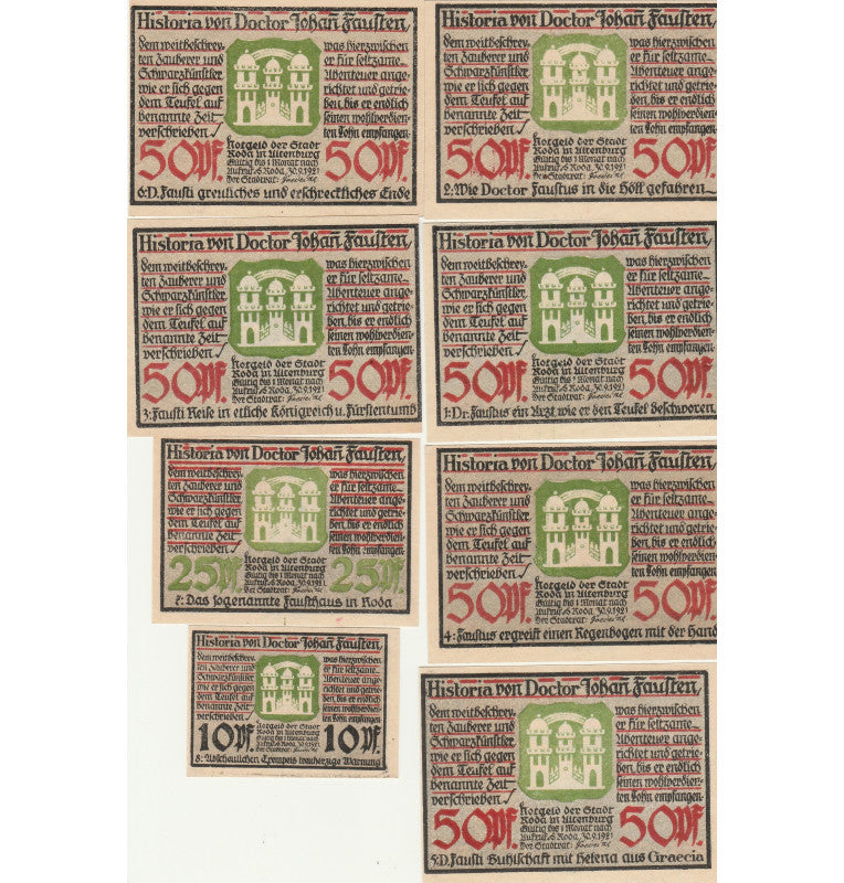 Roda set of 8 Notgelds