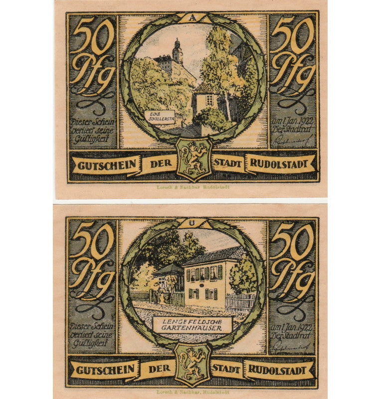 Rudolstadt Set 10 Notgelds