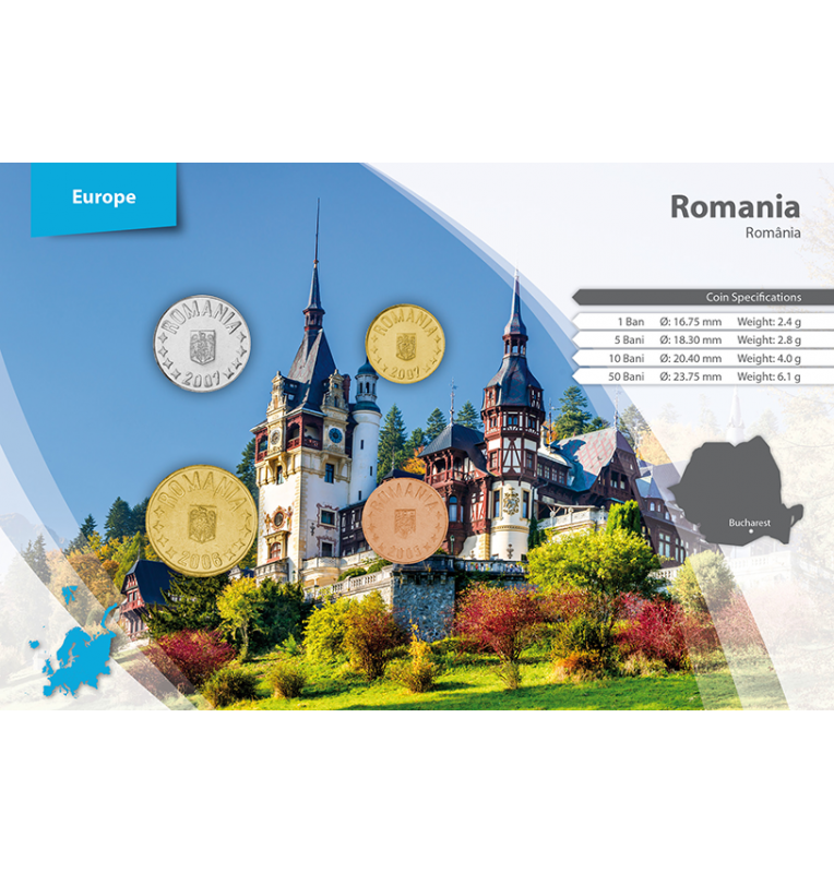 Romania 1, 5, 10, 50 Bani 2005-2018 KM 189, 199, 200, 201