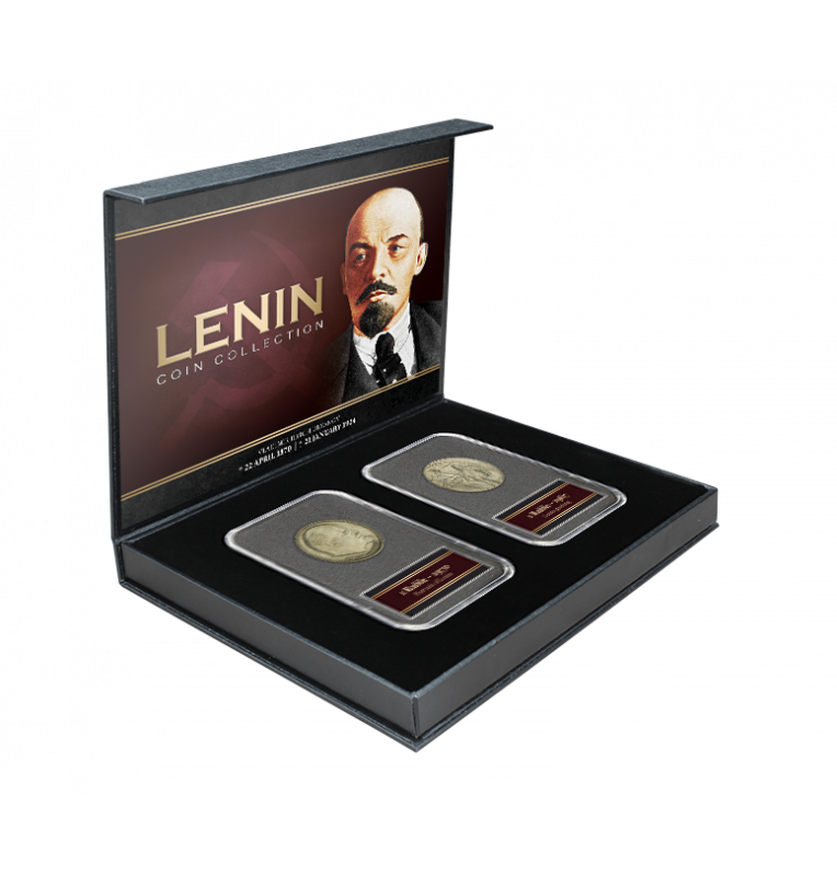 Russia Lenin Collection (2 base metal coins, 1 stamp) 140, 141 Year 1967-1970