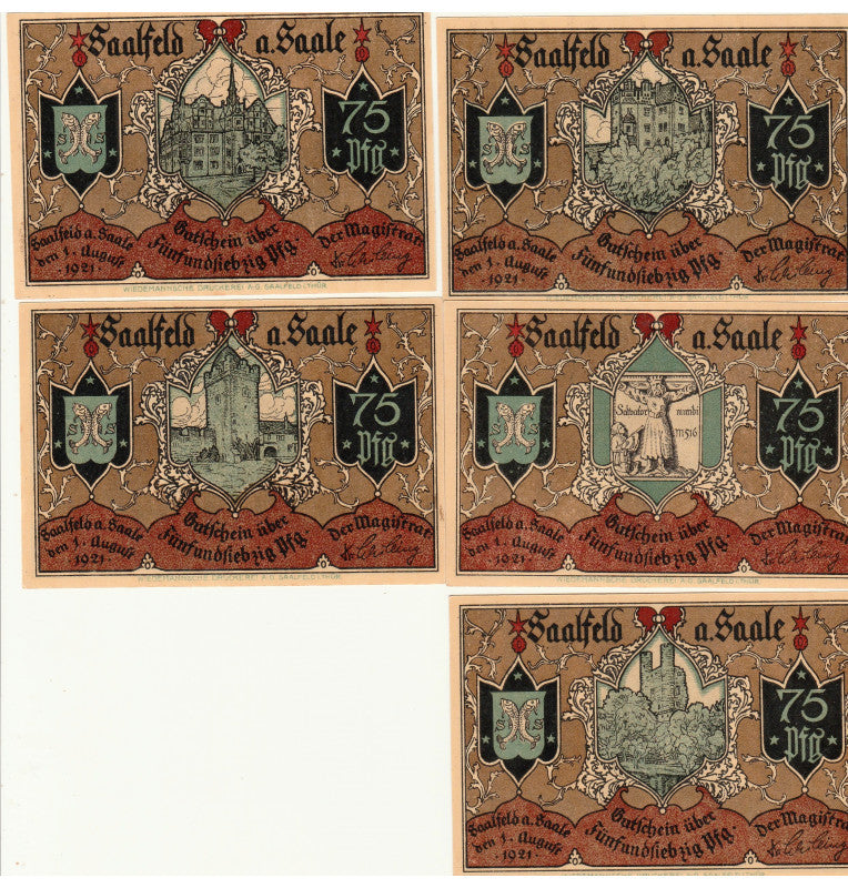 Saalfed  Set 5 Notgelds