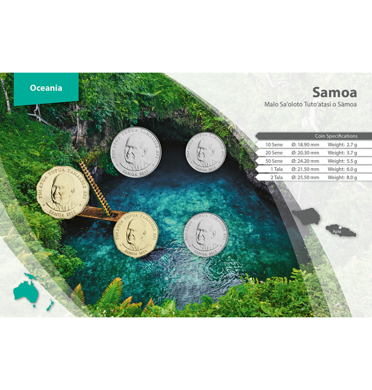 Samoa 10, 20, 50 Sene, 1, 2 Tala 2011 KM 168, 169, 170, 171, 178