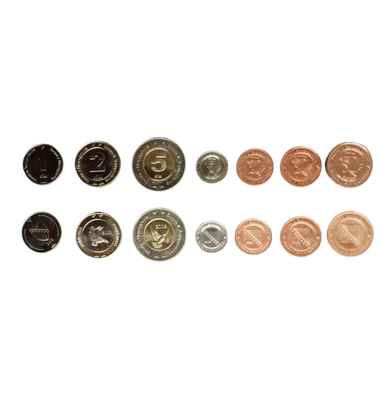 Set Bosnia and Herzegovina 5,10,20,50 Feninga, 1,2,5 Convertible Marka 1998-2017