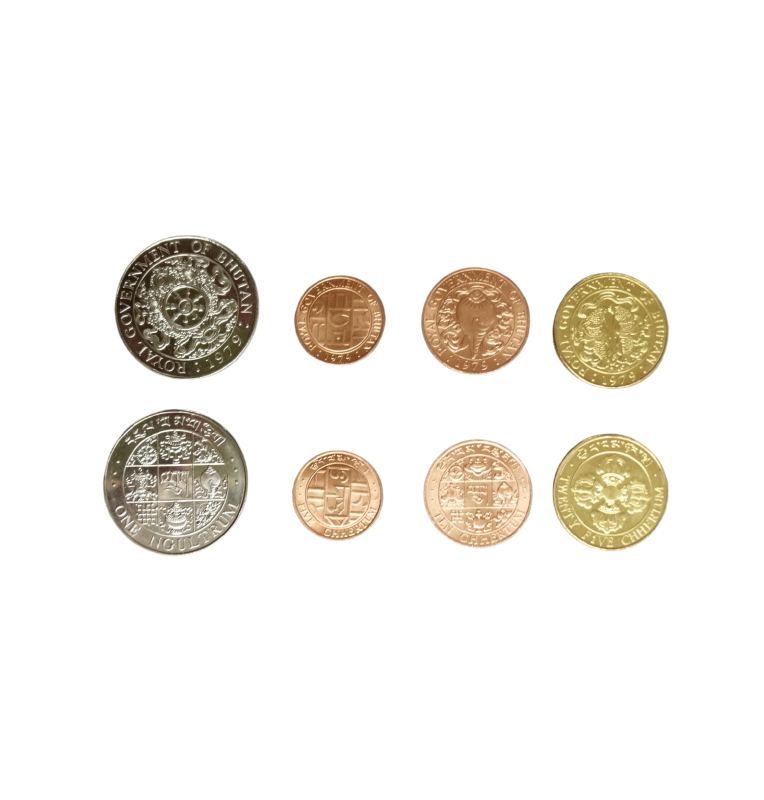 Set Bhutan 5,10, 25 Chhertum, 1 Ngultrum 1979 Km 46,46,47a,49a