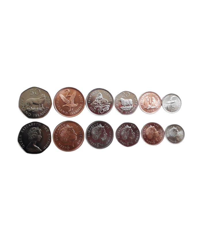 Set of 6 Falkland Islands coins 1, 2, 5, 10, 20, 50 Pence 1998-2011