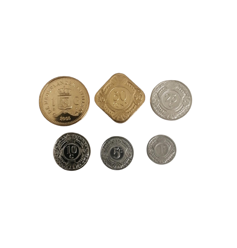 Netherlands Antilles set of 6 coins: 1, 5, 10, 25, 50 cents, 1 gulden, 1994-2000, KM 32-37