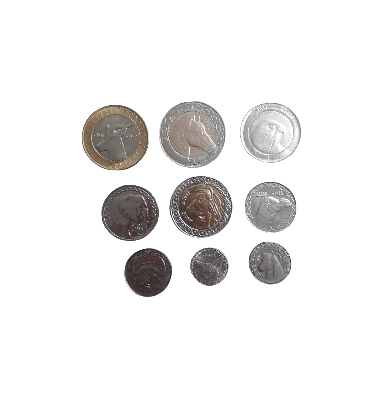 Algeria set of 9 coins: 1/4, 1/2, 1, 2, 5, 10, 20, 50, 100 Dinars 1992-2016