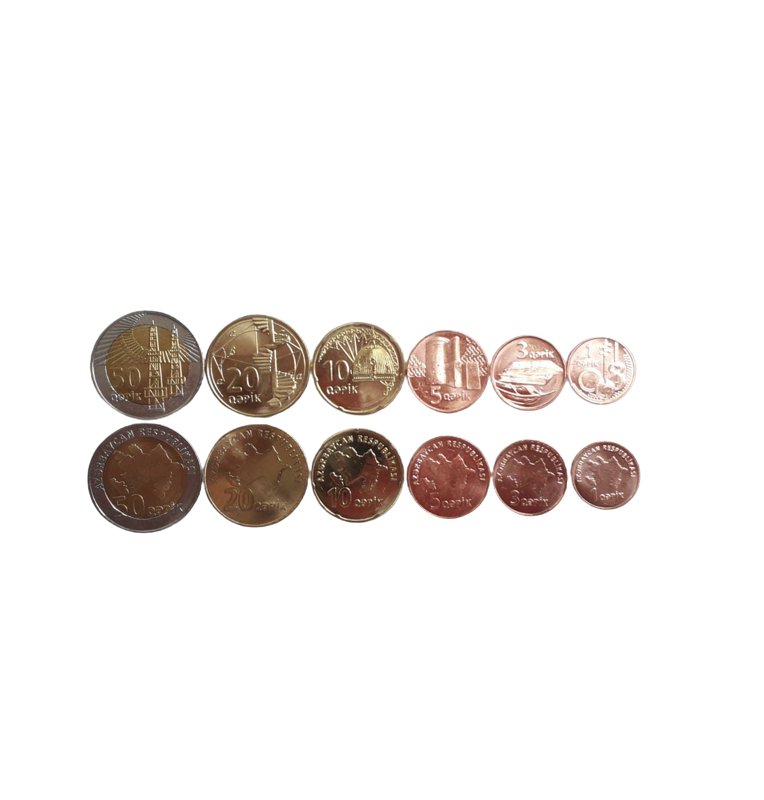 Azerbaijan set of 6 coins 1, 3, 5, 10, 20, 50 Qapik 2006 ND