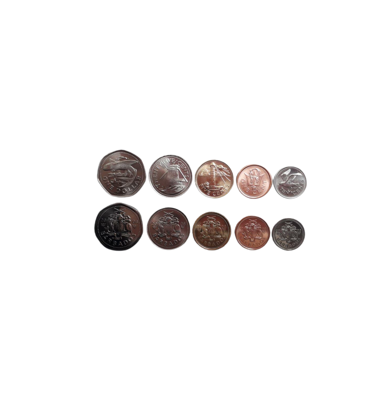 Set de Barbados 5 Monedas 1,5,10,25 Cents 1 Dólar 1973-2012