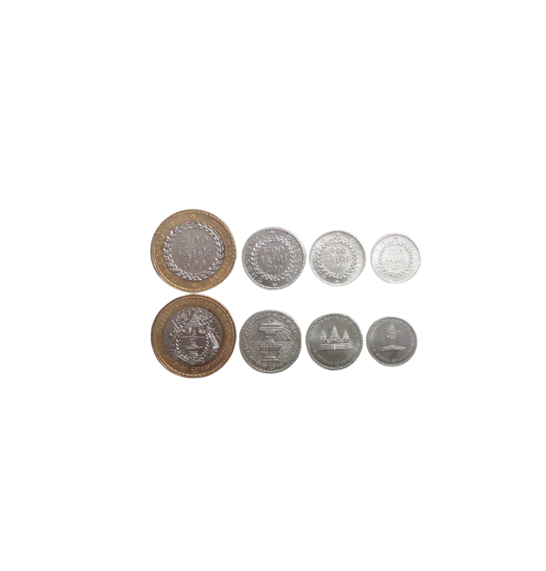 Set de Camboya 4 monedas 50,100,200,500 Riels 1994