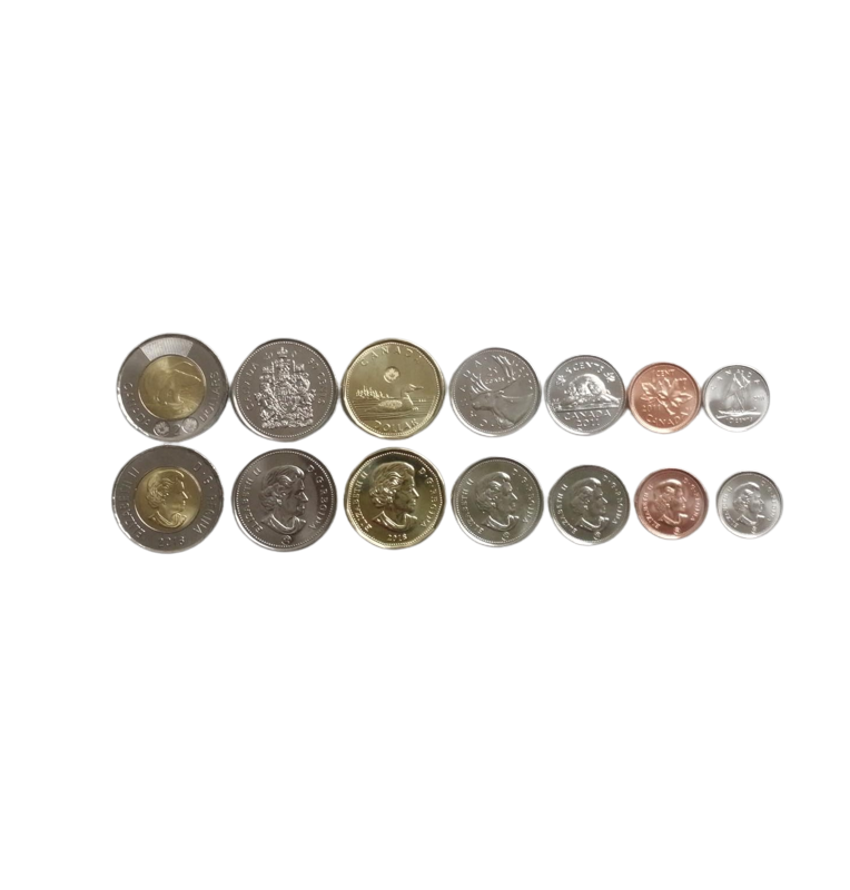 Canada set of 7 coins: 1, 5, 10, 25, 50 cents, 1.2 dollars, 2003-2015