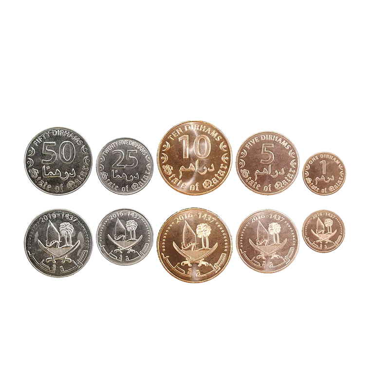 Qatar set 5 coins 1, 5, 10, 25, 50 Dirhams 2016
