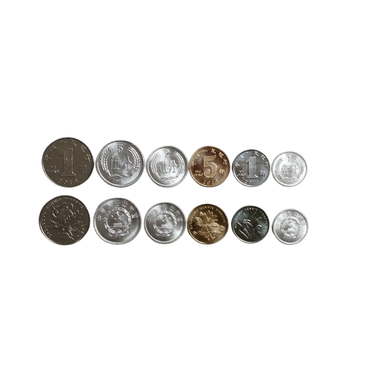 Set of China 6 coins 1,2,5 Fen 1,5 Jiao 1 Yuan 1955-2016
