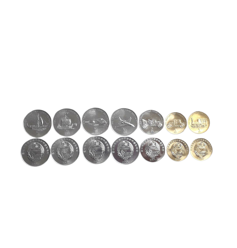 Set de Corea del Norte 7 monedas 1/2,1,2 Chon 2002