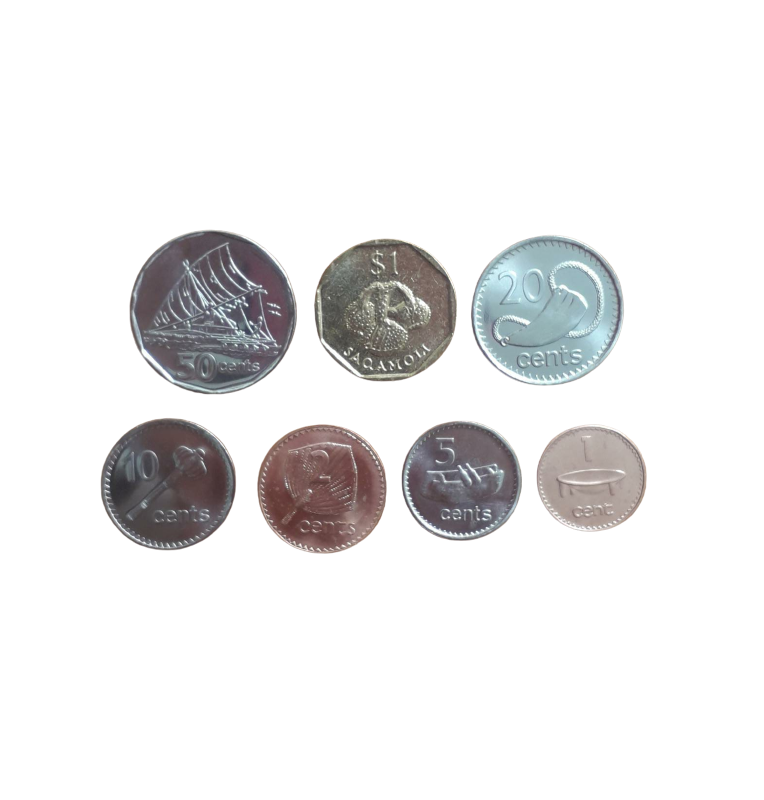 Fiji set of 7 coins 1, 2, 5, 10, 20, 50 Cents 1 Dollar 1990-2009 NO UNC