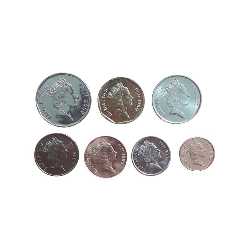 Fiji set of 7 coins 1, 2, 5, 10, 20, 50 Cents 1 Dollar 1990-2009 NO UNC