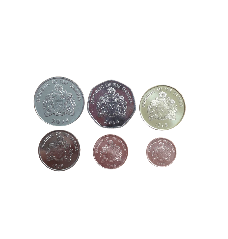 Set of Gambia 6 coins 1,5,10,25,50 Bututs 1 Dalasi 1998-2014