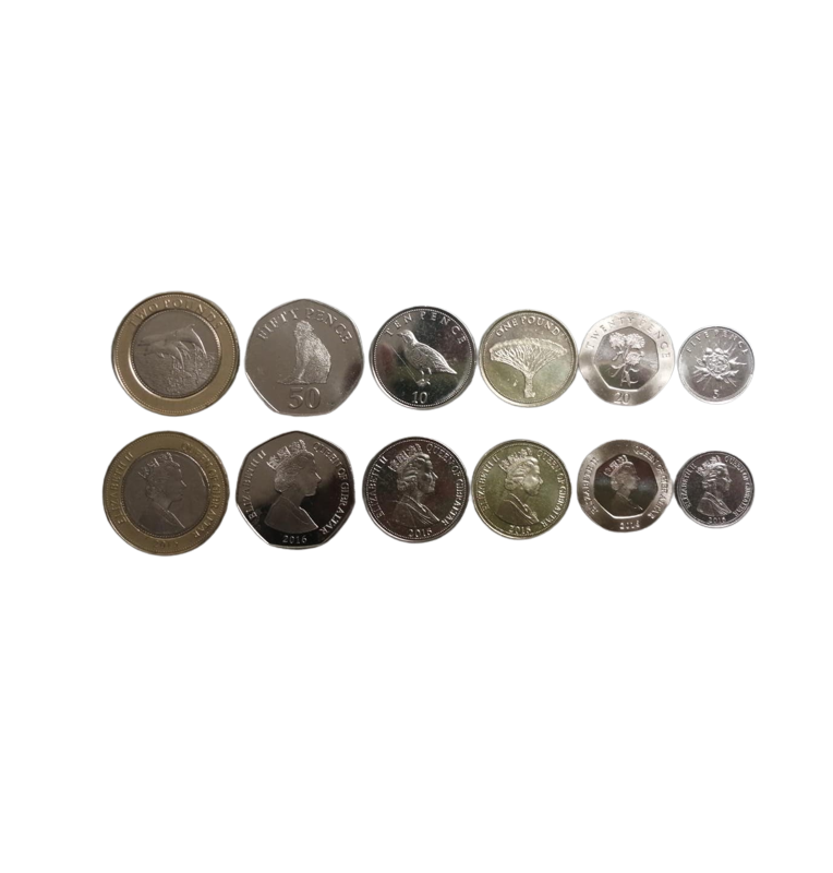 Gibraltar set of 6 coins: 5, 10, 20, 50 pence and 1.2 pound, 2015-2016
