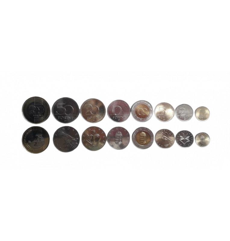 Hungary set of 8 coins 1, 2, 5, 10, 20, 50, 100, 200 Forint 1992-2020
