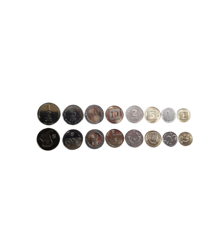 Set de Israel 8 monedas 1,5,10 Agorot 1/2,1,2,5,10 new Sheqalim 1895-2014