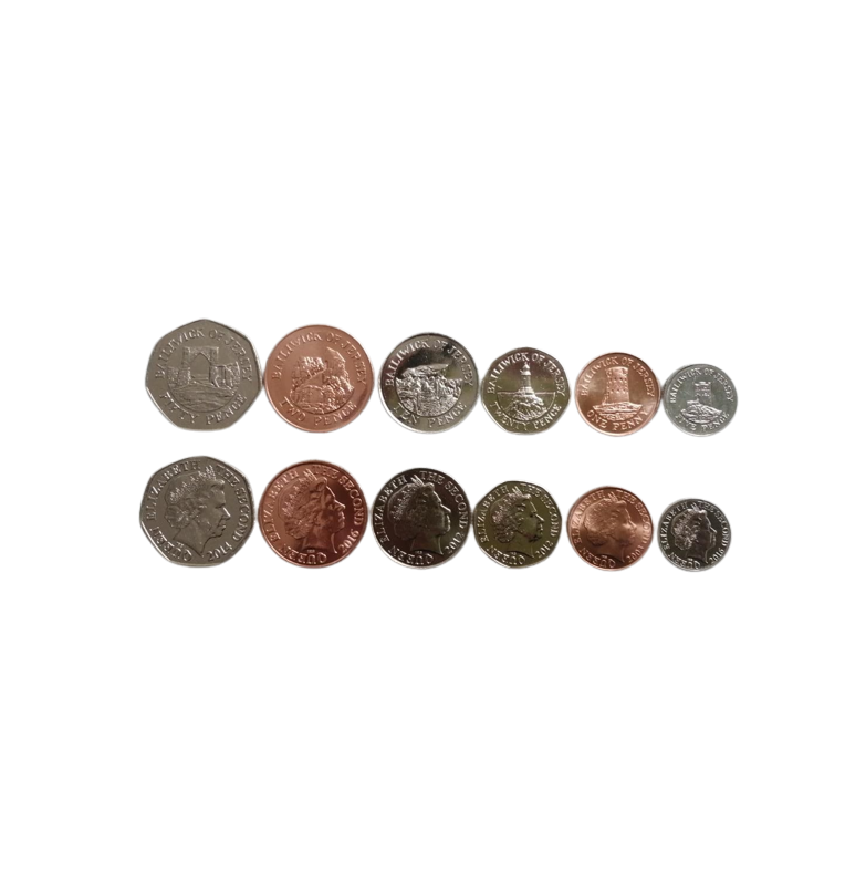 Jersey set of 6 coins (British crown dependency) 1, 2, 5, 10, 20, 50 Pence 1998-2012