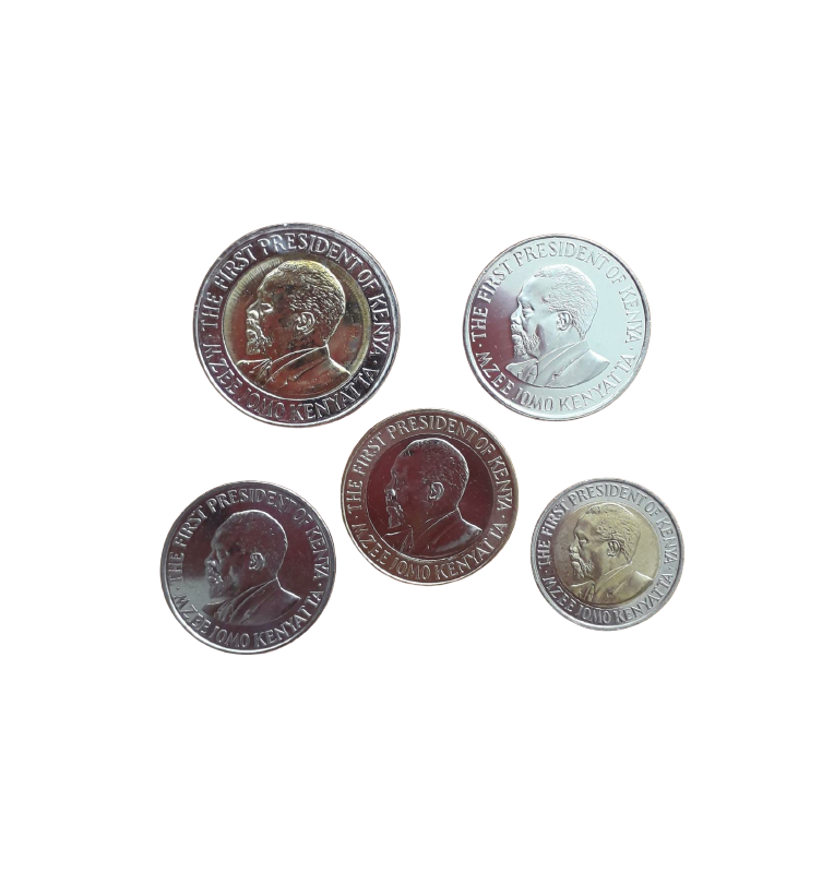 Kenya Set 5 Coins 50 Cents 1,5,10,20 Shillings 2005-2009 NO UNC