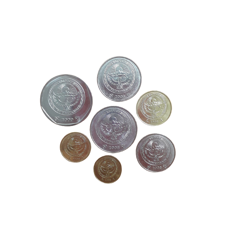 Kyrgyzstan set of 7 coins 1, 10, 50 Tyiyn 1, 3, 5, 10 Som 2008-2009