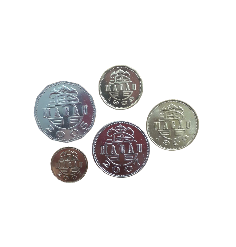 Macau Set of 5 coins 10, 20, 50 Avos 1, 5 Patacas 1992-2007 NON UNC