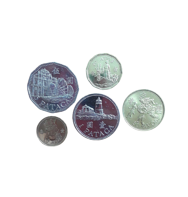 Macau Set of 5 coins 10, 20, 50 Avos 1, 5 Patacas 1992-2007 NON UNC