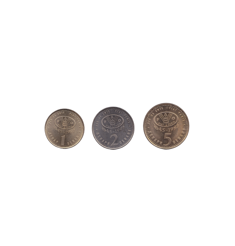 Macedonia set of 3 coins 1, 2, 5 Dinars NO UNC