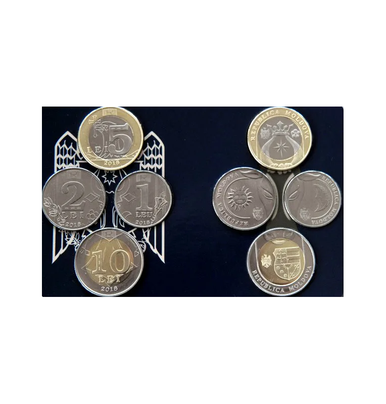 Moldova set of 4 coins 1, 2, 5, 10 Lei 2018 KM New 