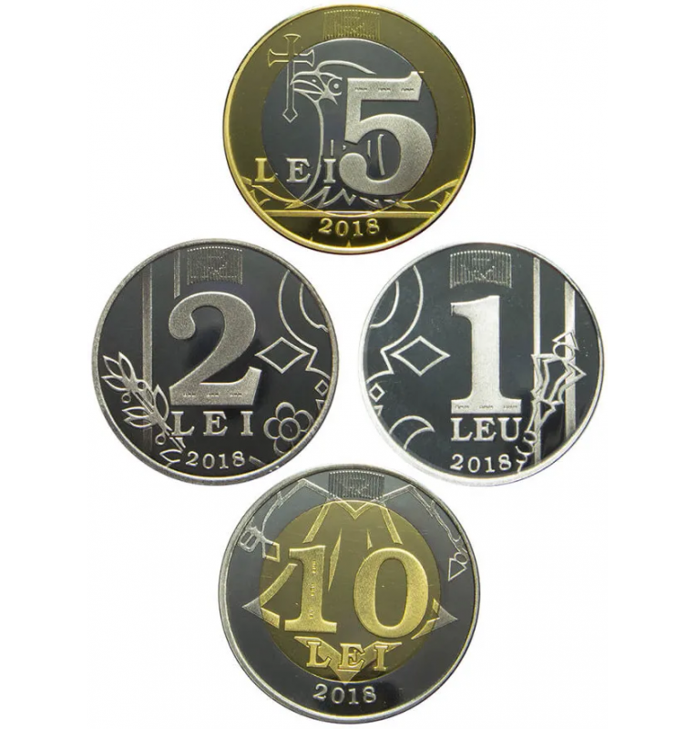 Moldova set of 4 coins 1, 2, 5, 10 Lei 2018 KM New 