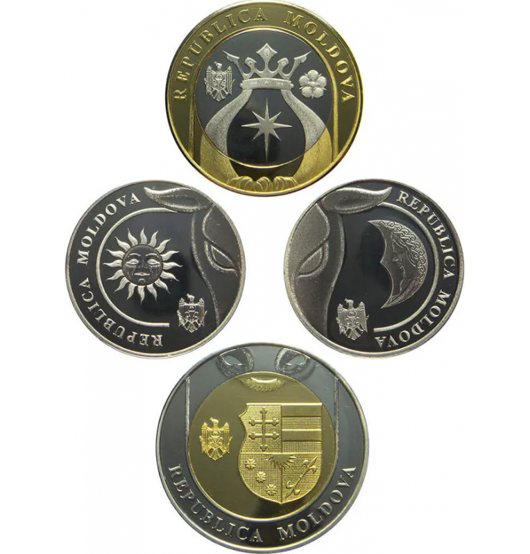 Moldova set of 4 coins 1, 2, 5, 10 Lei 2018 KM New 